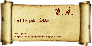 Malinyák Ádám névjegykártya